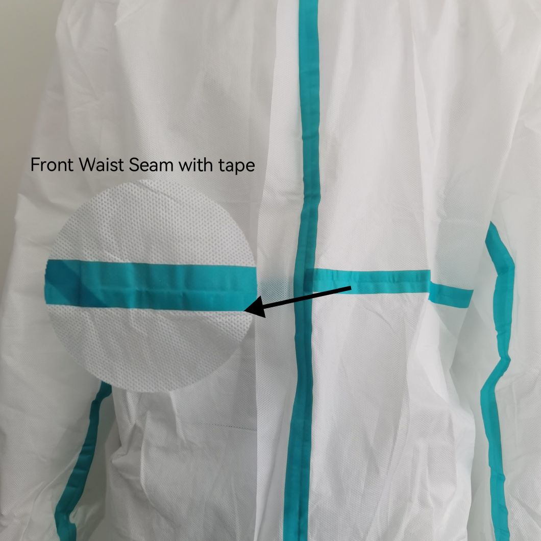 Sterile SMS Nonwoven Fabric Protective Clothing PPE Chemical Protective Overall with Custom Logo