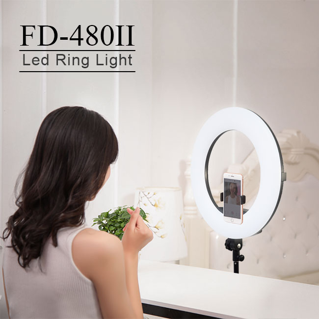 FD-480II 18 inch digital led Ring Light bi color 3200K 5500K For Makeup Photography Live Streaming 0