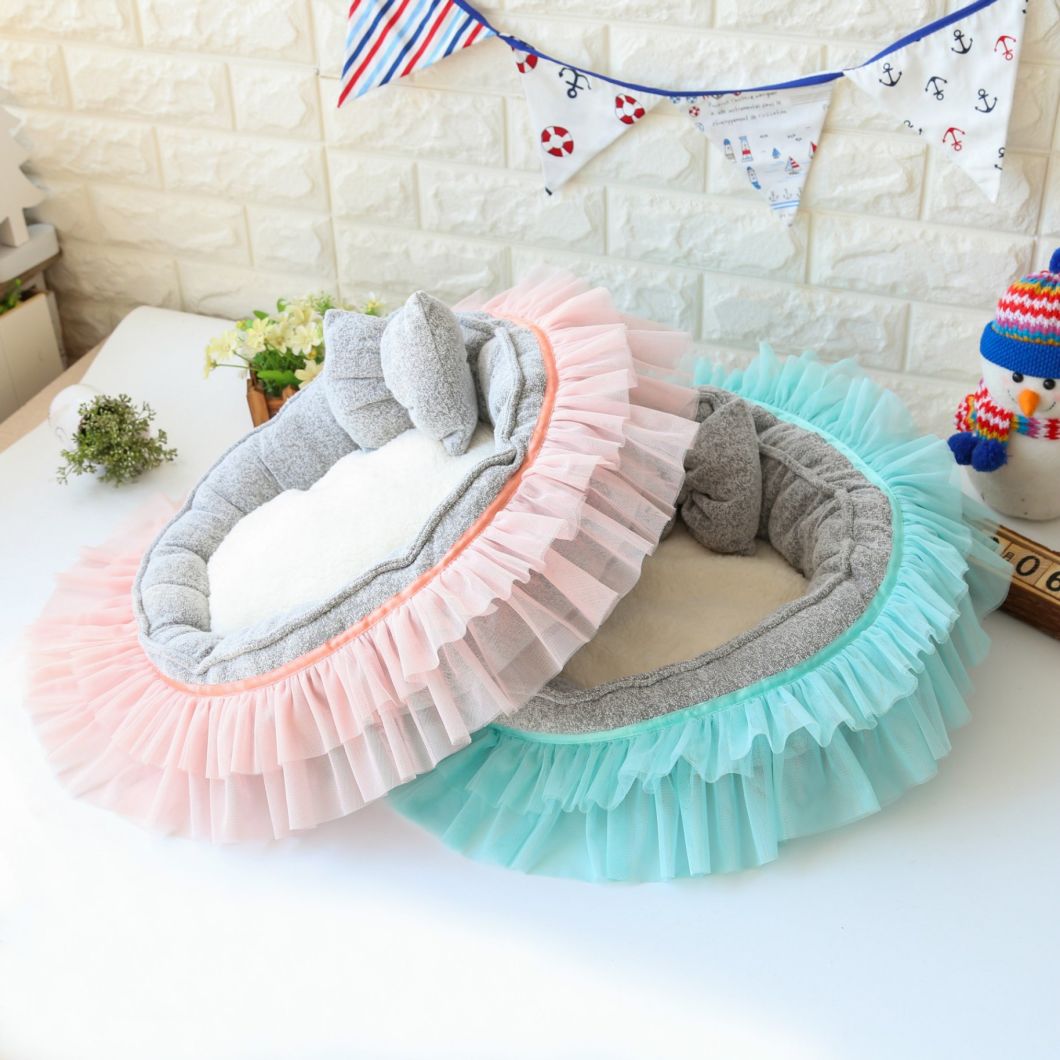 Coral Velvet Dog Soft Pads Pet Lace Princess Cute Bed
