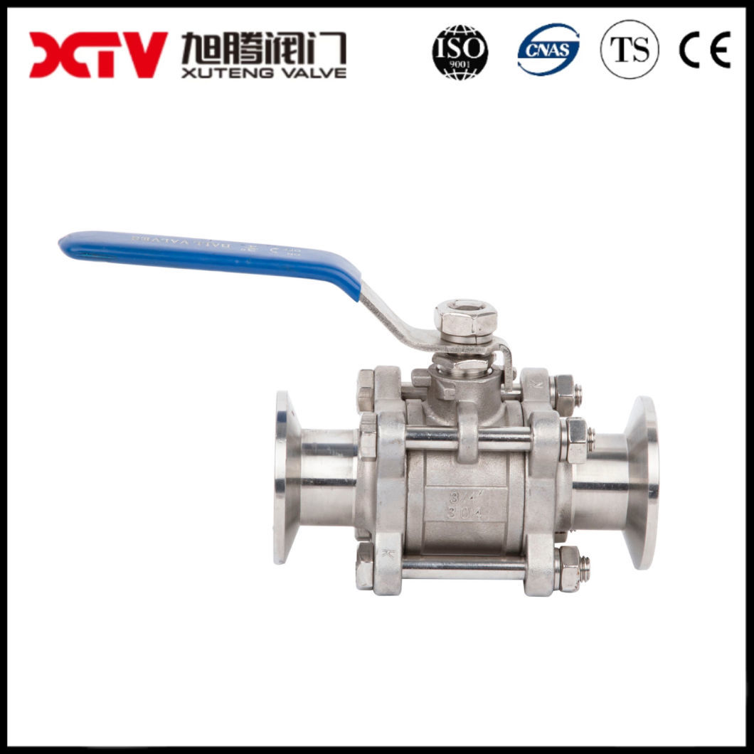 Xtv Industrial PTFE Lined Clamp Sanitary Stainless Steel Floating Ball Valve