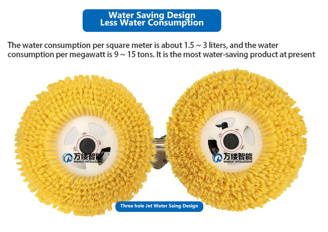 Efficient Water Powered Cleaning Brush Double-Head Rotating Brush for Photovoltaic Farms Convenient Cleaning