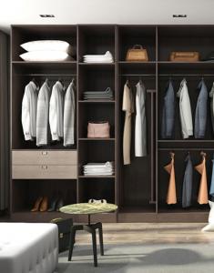 Semi Open Wooden Wardrobe Closet Melamine Door Panel Cabinet For
