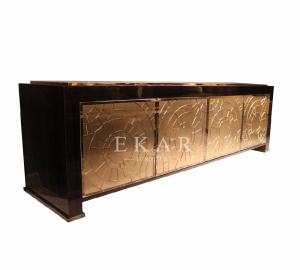 French Luxury Style Gold Finished Wooden Tv Cabinet With Chests