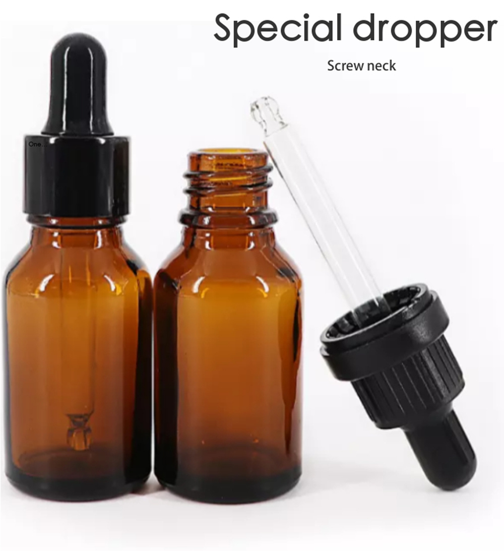 Hot Sale 10ml 20ml 30ml 50ml Mini Round Empty Cosmetic Glass Essential Oil Bottle with Plastic Black Dropper Cap