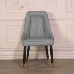 Dark Blue modern style Simple Leather Dining Chair metal legs