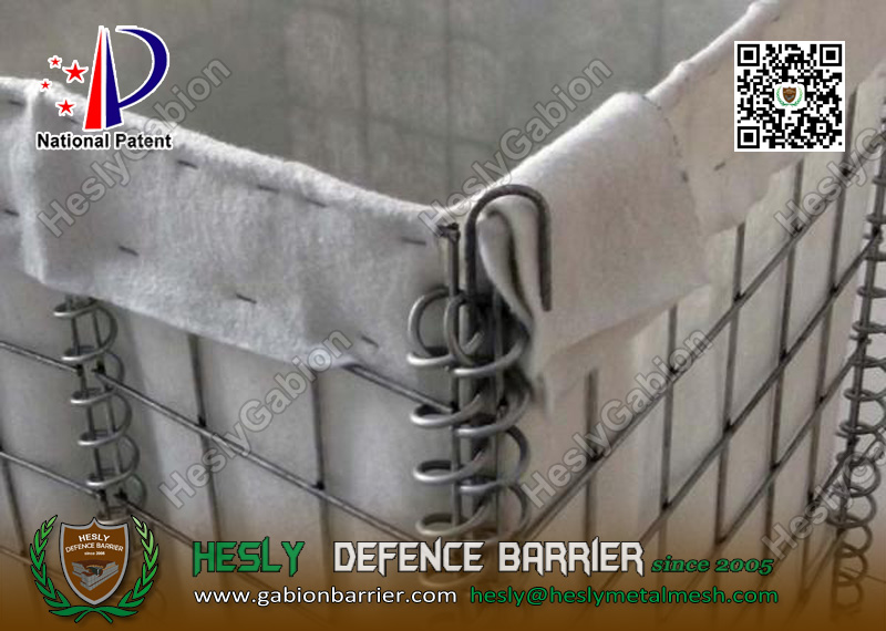 HESCO Barrier with white color geotextile