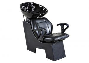 Black Fiberglass Hair Salon Shampoo Chairs With Stainless Steel