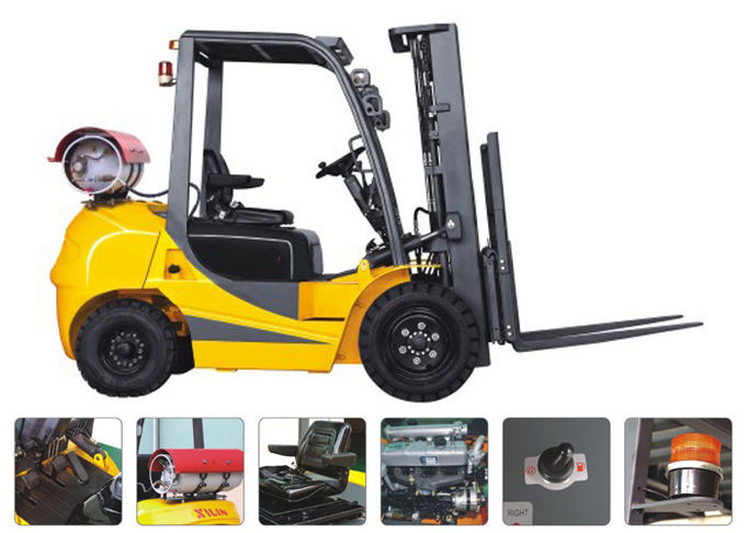 Dual Fuel Four Wheel Forklift 3000kg Capacity With Engine Protection Lock