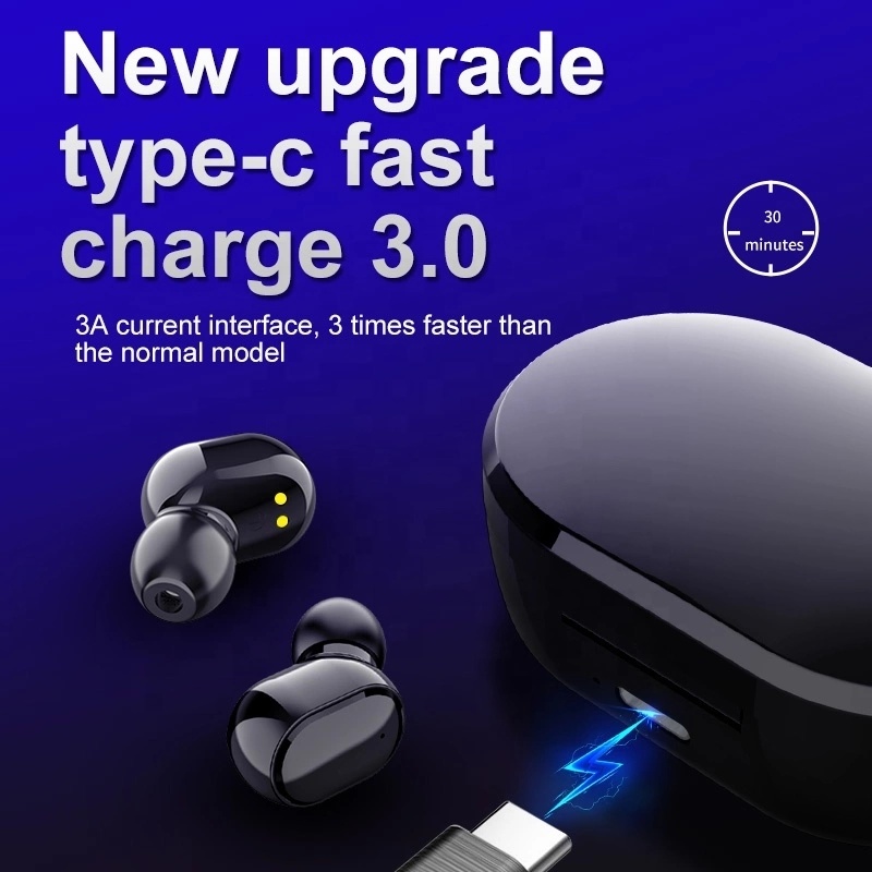 Ipx6 Waterproof Cheap Trending Bluetooth 5.0 Wireless Handsfree Light in Ear Type-C 3.0 Fast Charging Tws Earphone (for running)
