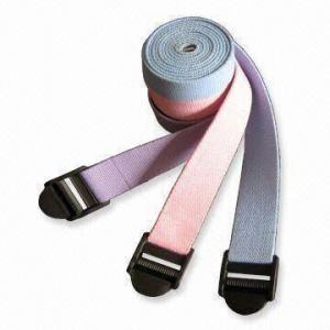 China Yoga Belts with Plastic Buckle, Made of Cotton or Polyester, Measures 180 x 3.8cm on sale 