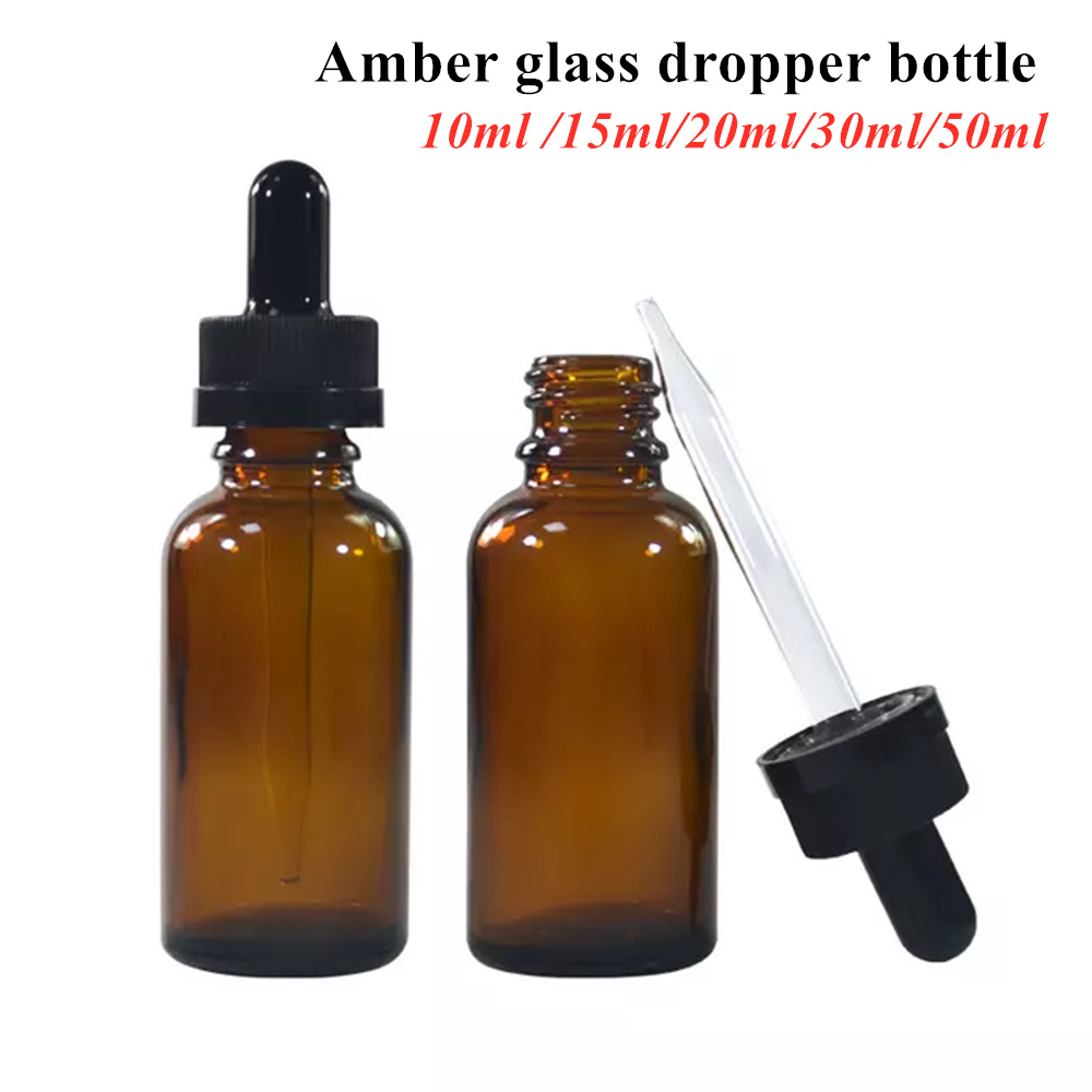 Hot Sale Essential Oil Packaging 10ml 20ml 30ml 50ml Amber Glass Dropper Bottle with Childproof Cap