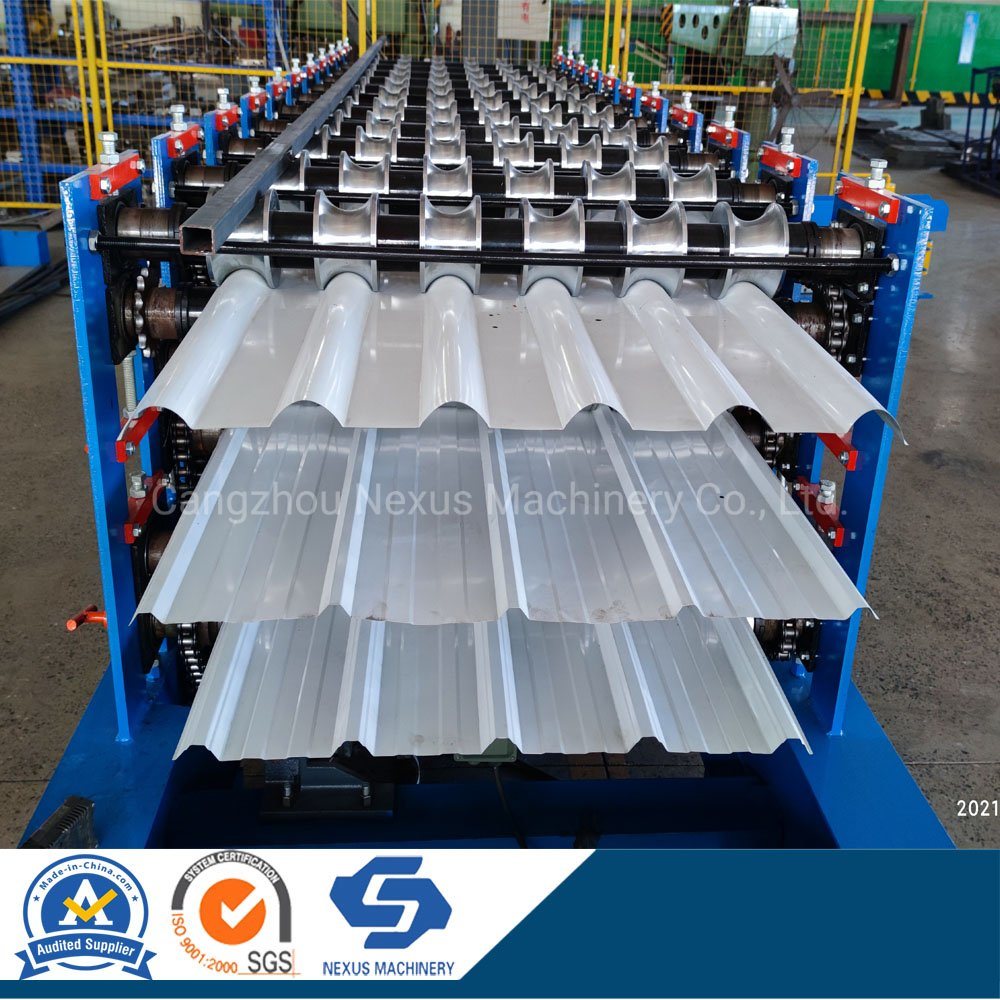 Three Layer Roof Tile Sheet Roll Forming Machine Triple Deck Roofing Tiles Making Machinery