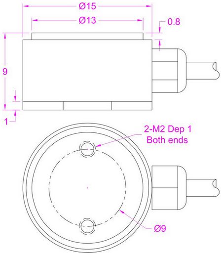 miniature compression force measurement sensor 100N
