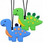 2 Pack Sensory Chew Necklace Dinosaur Teething Toy For Autism ADHD SPD