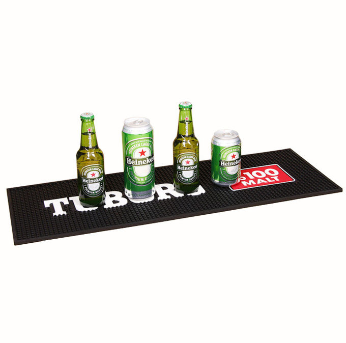 Rubber Bar Spill Mat, Non-Slip No-Spill Drink Beer Bartender Service Mat, Antiskid Drying Dish Mats Trim Bar Rail Runner