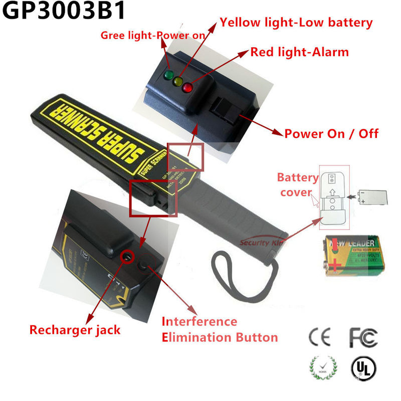 Popular handheld metal detector wand , security wand metal detector portable XST - GP3003B1