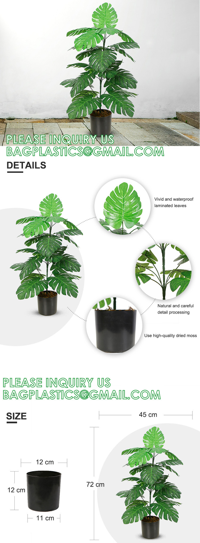 Fake Plants 16" Faux Plants Artificial Potted Plants Indoor for Home Office Farmhouse Kitchen Bathroom Table Shelf 11