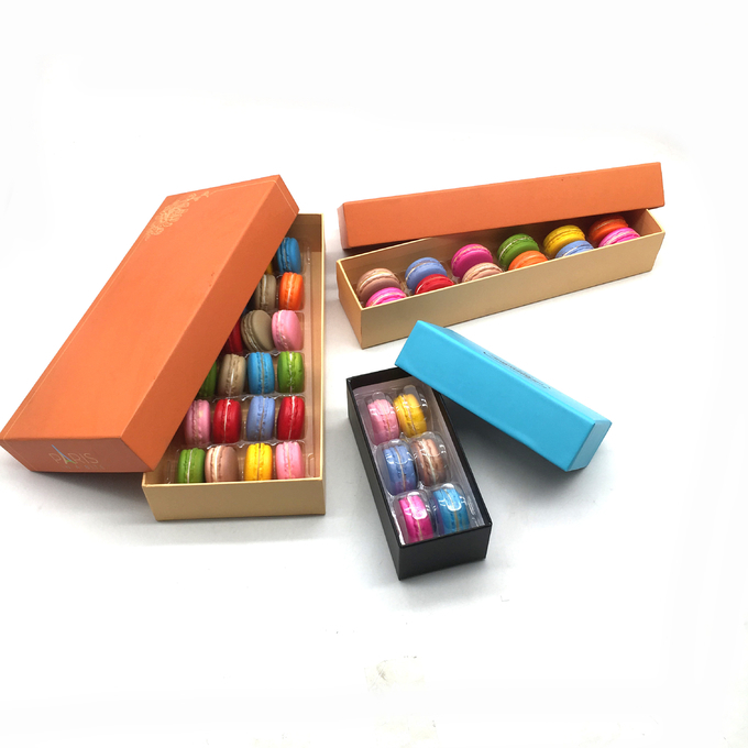 Elegant Orange 24pcs Macaron Packaging Macaron Kraft Paper Box Recyclable with Plastic Inner 4