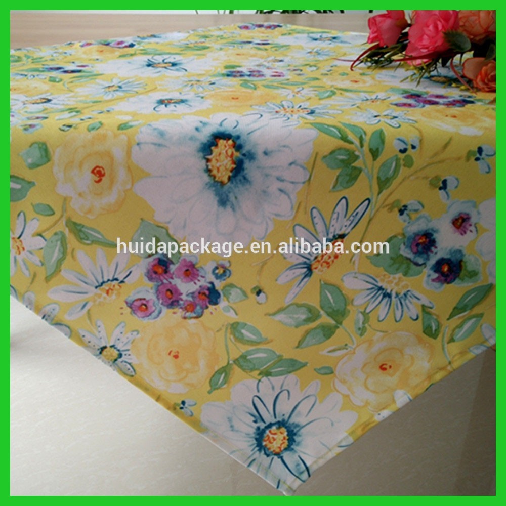 Colorful flower printed 180gsm polyester twill fabrics table decrational table cloths