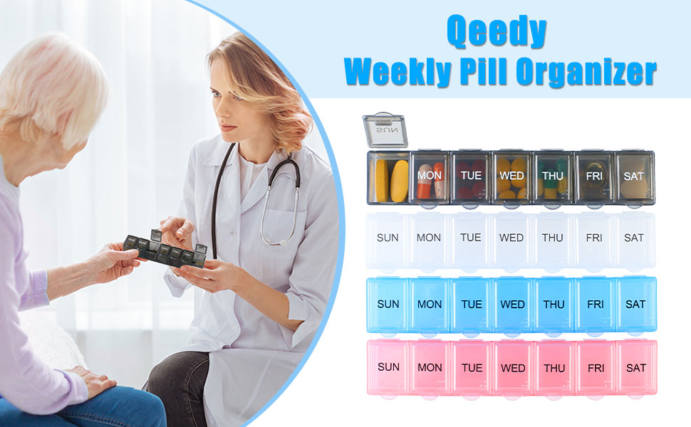 Qeedy Weekly Pill Organizer