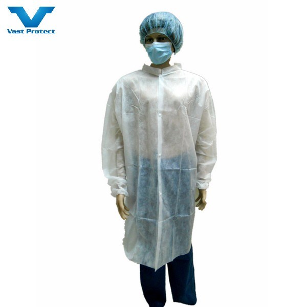 PP/SMS/Microporous Nonwoven Disposable Protective Anti-Splash Lab Visitor Coat