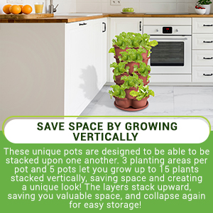 save space grow vertically stacking planter for herbs strawberries greens flowers succulents veggies