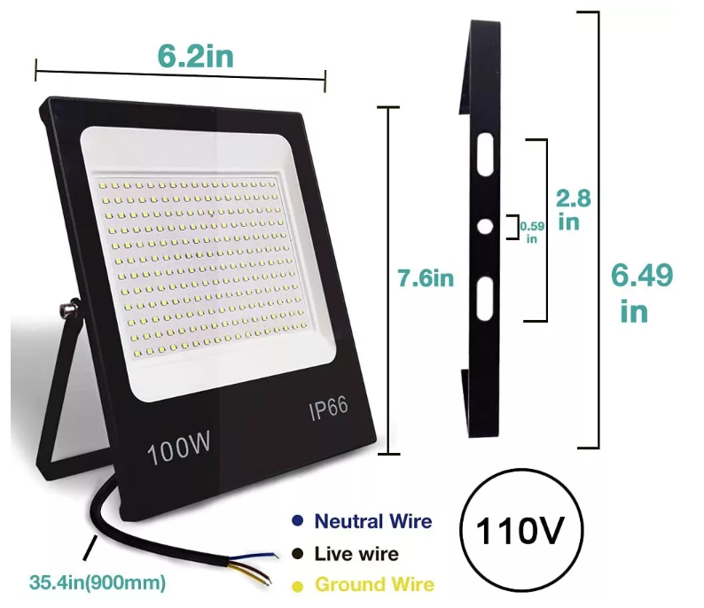 300W IP66 Waterproof Outdoor Floodlight 5000K Daylight White LED Exterior Light for Basketball Playground 0