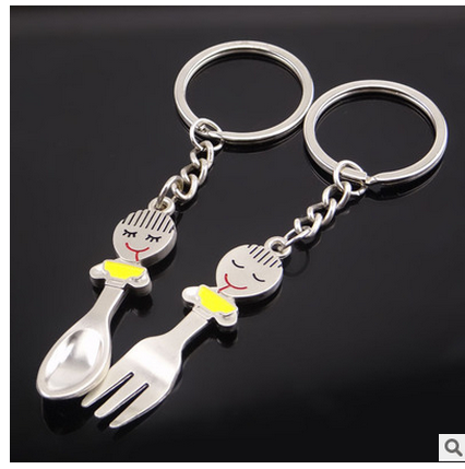 Factory price creative unique 3d metal couple love ring Keychain