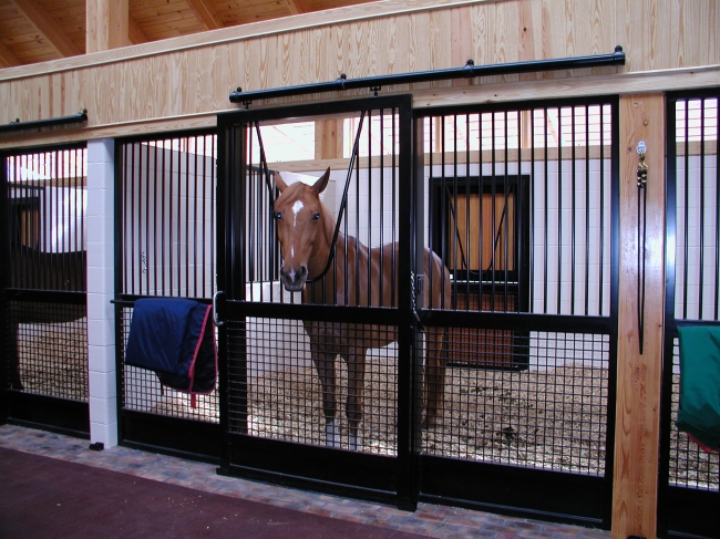 Classic Horse Stall Fronts With Divider Solid Back Wall U Channels Connectors