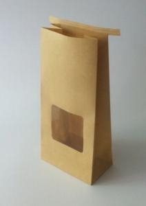 China Foil Lined Snack Bag Packaging Paper Bag Kraft Paper Bags With Tin Tie And Window on sale 