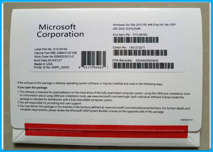 5 CALs Microsoft Windows Server 2012 R2 2CPU / 2VM FQC P73-6165 No Language Limitation