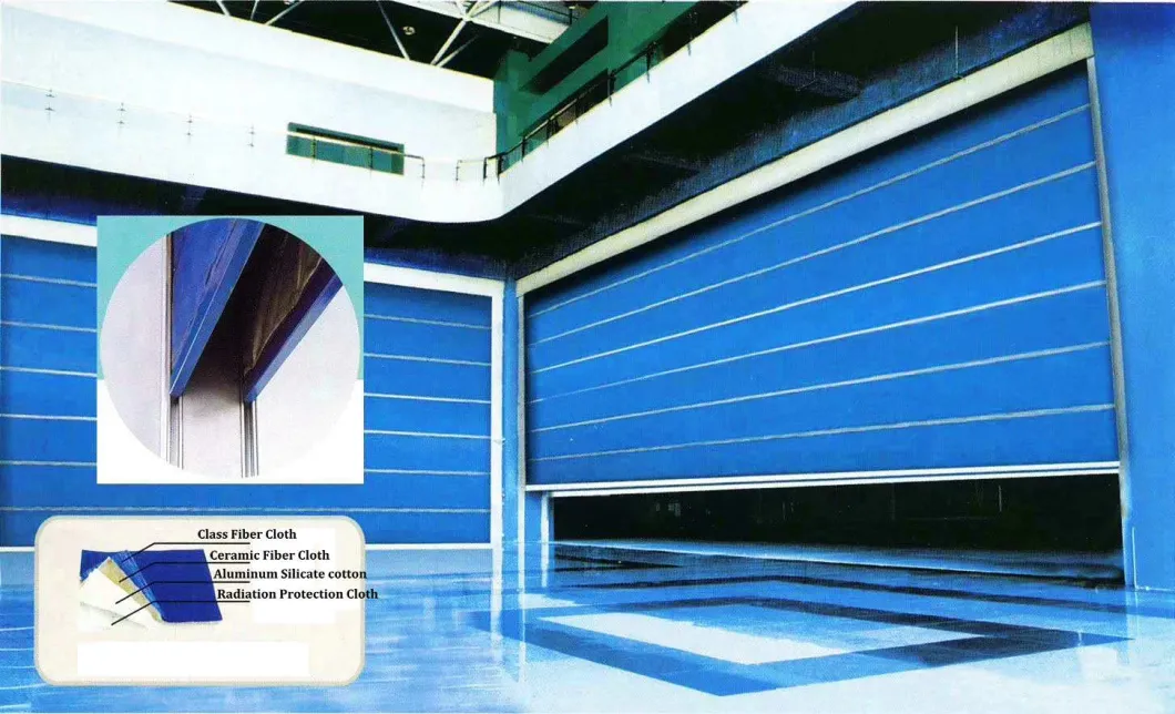 Folding Double Track Double Curtain Fireproof Inorganic Fabric Fire Rated Roller Shutter Door