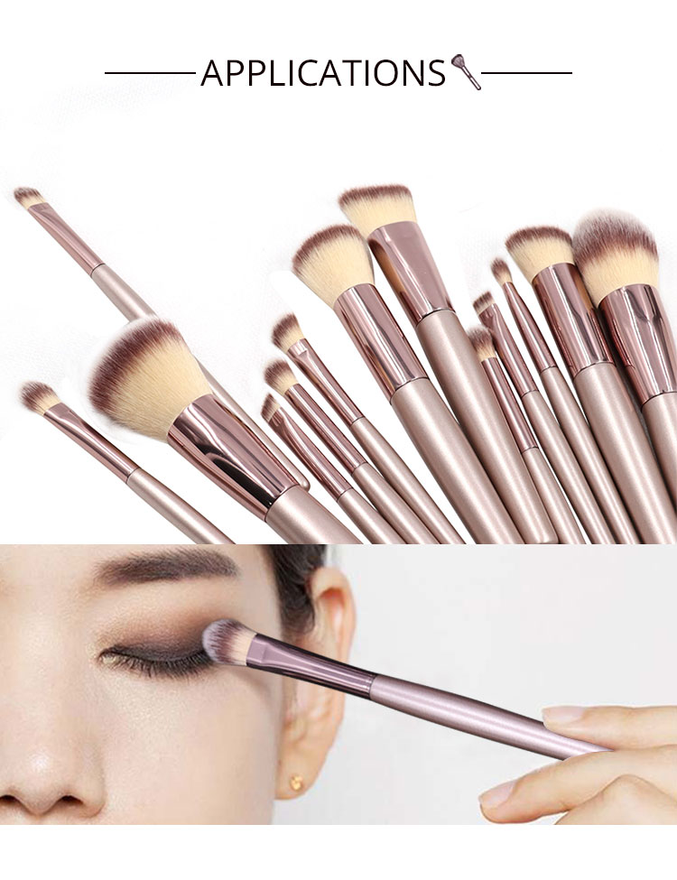 13 pcs Rose Gold Soft Synthetic Hairs Real Wood Handlel Eyeshadow Eyebrow Eyeliner Blending Makeup Brush Set