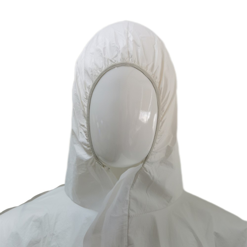 CE Typr5&6 OEM Microporous Isolation Hooded Coveralls Without Stick Strip