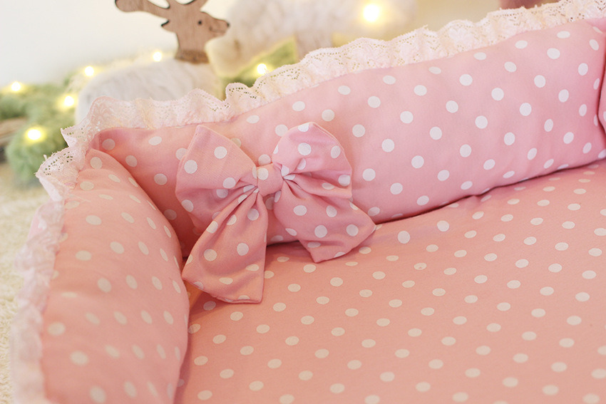 Cute Pink Dots Princess Soft Pet Sofa Dog Cushion