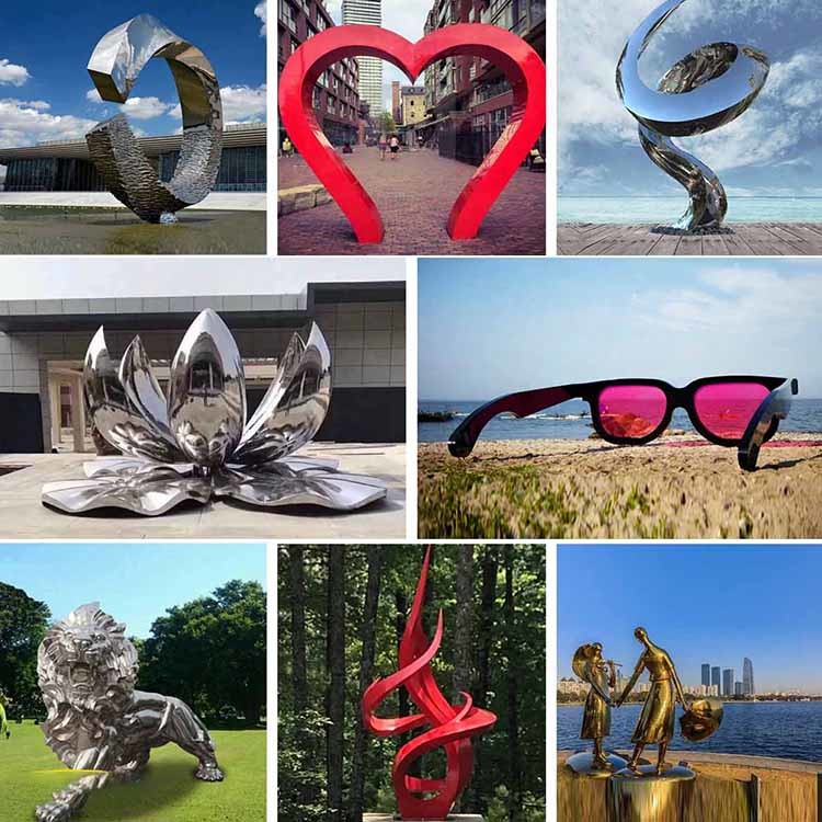 Landscaping Decoration Finished Modern Park Art Outdoor Lawn Ornament Metal Red Sculpture For Sale