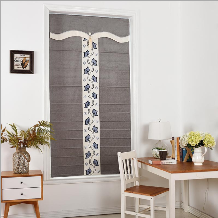 European style high-end grey Roman blinds bracket modern simple Customized living room dining room solid color