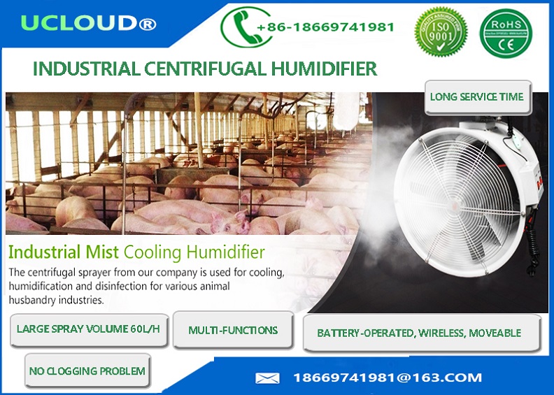 Battery Operated industrial Water Mister Misting Fan with universal wheel for the ESD prevention in the PCB processing