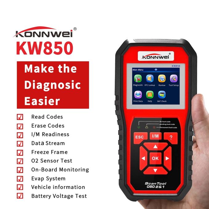 Digital Portable Barcode Reader / Obd2 And Can Scan Tool With Abs KONNWEI KW850
