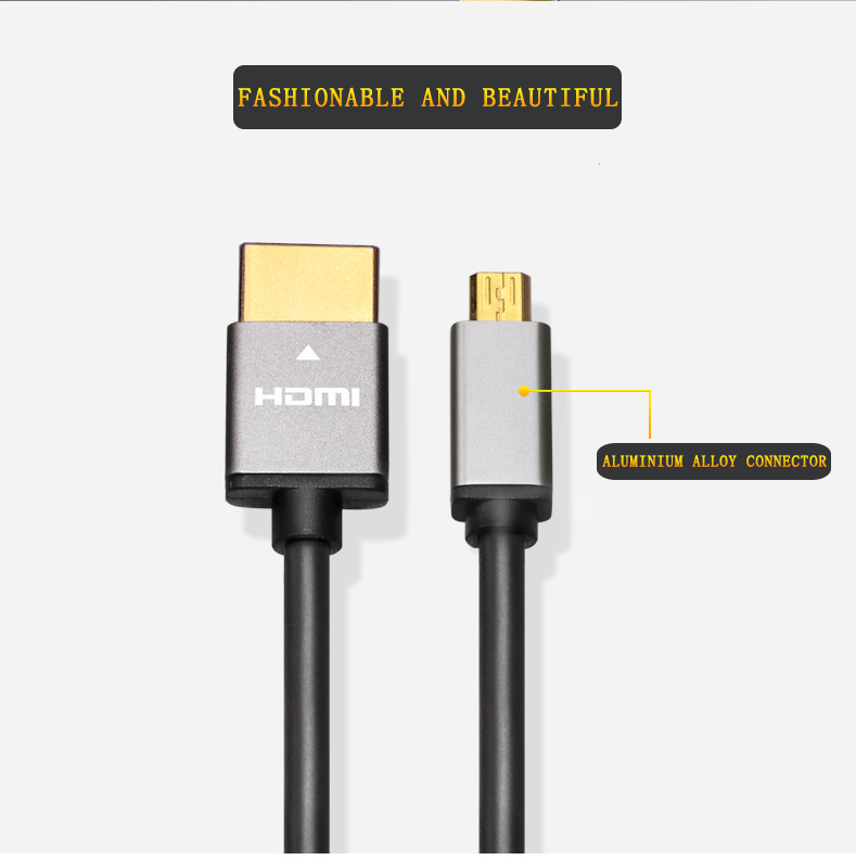 Oem Factory Price Gold Plug 4K 3D 18Gbps High Speed Micro Hdmi To Hdmi Cable Video 2M 20 3D Kablo Active Fiber Optive