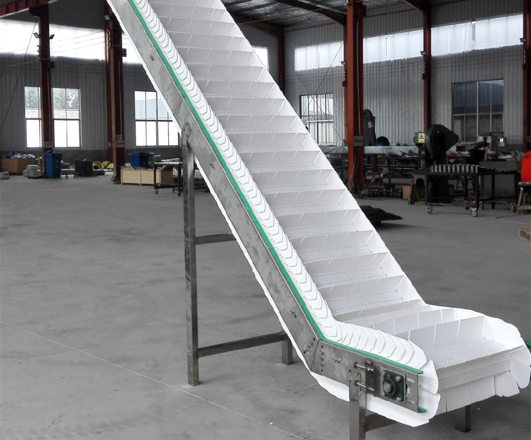 Electric Motor Incline PU Belt Conveyor for Washing Food