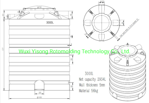 Customize 3000L Sheet Metal Mould for Vertical Water Tank Polishing