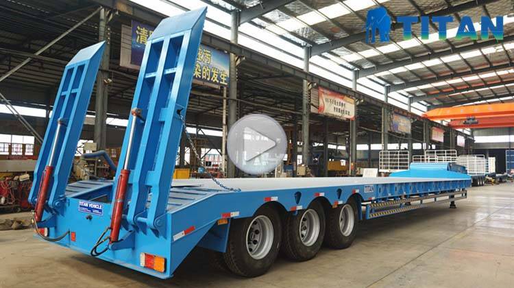 Tri Axles 80 Tons Machine Carriers Drop Deck Trailer for Sale video