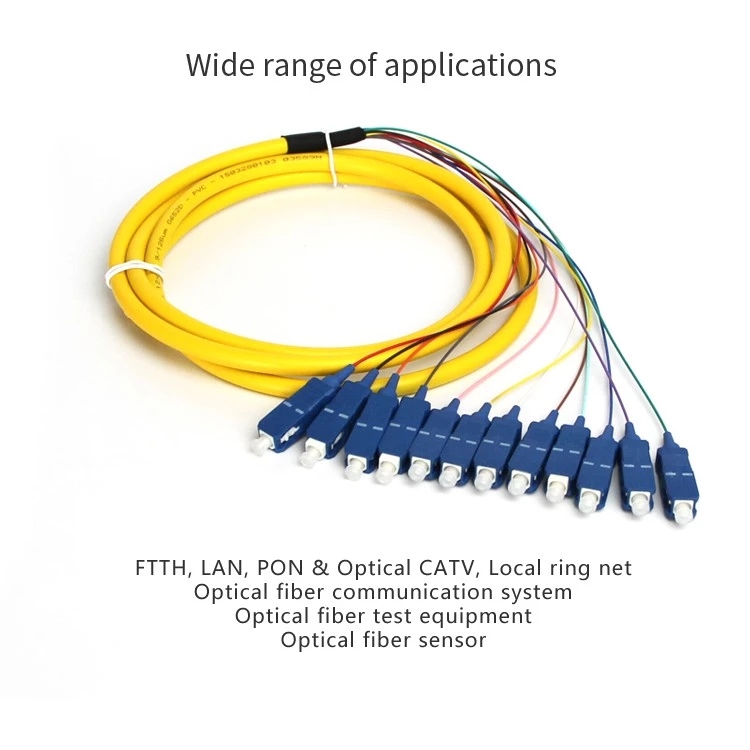 Factory Price High Precision SM 12 Core SC Optical Fiber Cable Pigtail