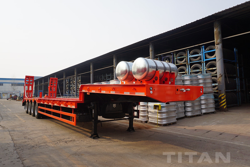 4 Axles Low bed Trailer with low bed trailer air suspension have high quality and good service