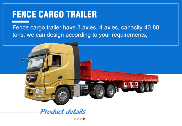 3 Axles Side Wall Cargo Truck Semi Trailer