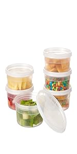 [48 Sets - 8 oz.] Plastic Deli Food Storage Containers with Airtight Lids - Slime Containers