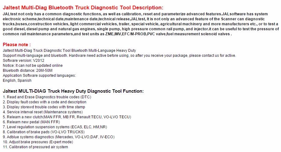 Jaltest Heavy Duty Diesel Truck Diagnostic Tool Jaltest Link car scanner with Bluetooth