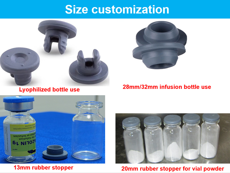 13mm 20mm 28mm Medical Grey Lyophilization Butyl Rubber Stopper for Injection Vials