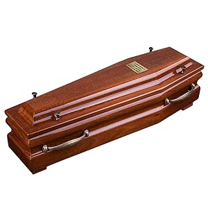 brown little coffin, wooden coffin urn for ashes